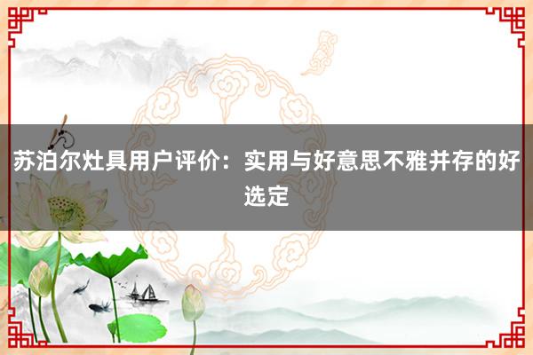 苏泊尔灶具用户评价：实用与好意思不雅并存的好选定